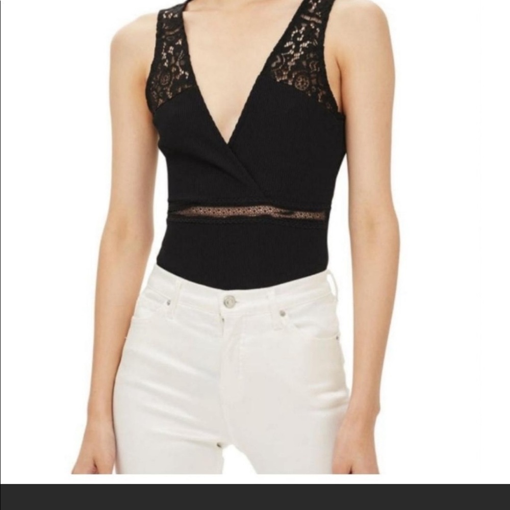 Topshop Lace Plunge Bodysuit